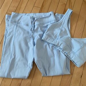 Baby blue work out set. Full length leggings and sports bra